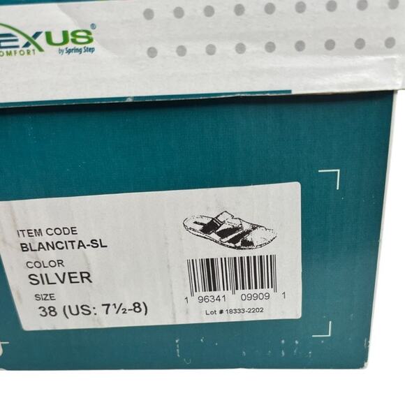 Flexus by Spring Step Blancita Silver Sandals Size 38 - Picture 4 of 7
